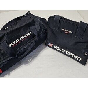Vintage Polo Sport Ralph Lauren Gym Bag & Tote Travel Set Navy Blue 90s Y2K